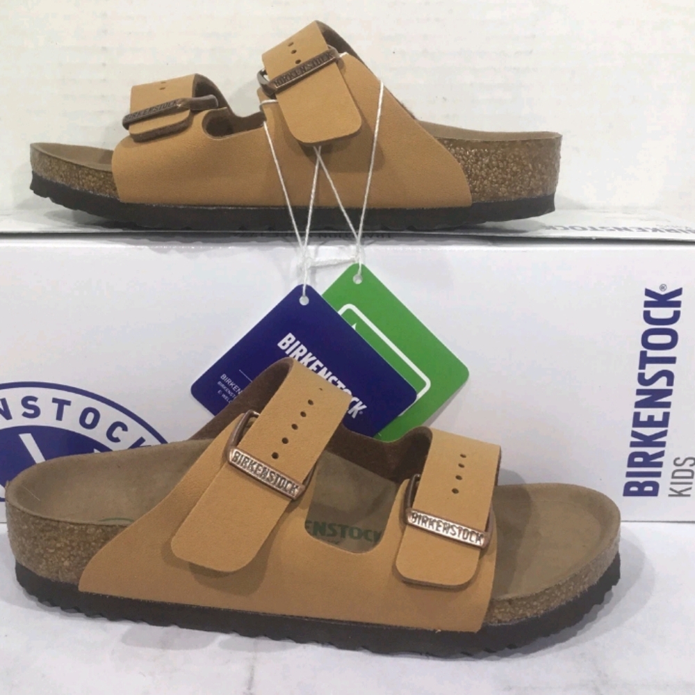 Birkenstock Kids Vegan Leather Arizona Narrow US Kids 12 European 30 Caramel